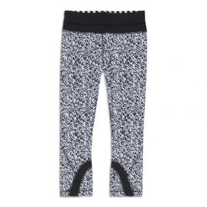 Lululemon Pace Pusher Crop blk/white xs EUC